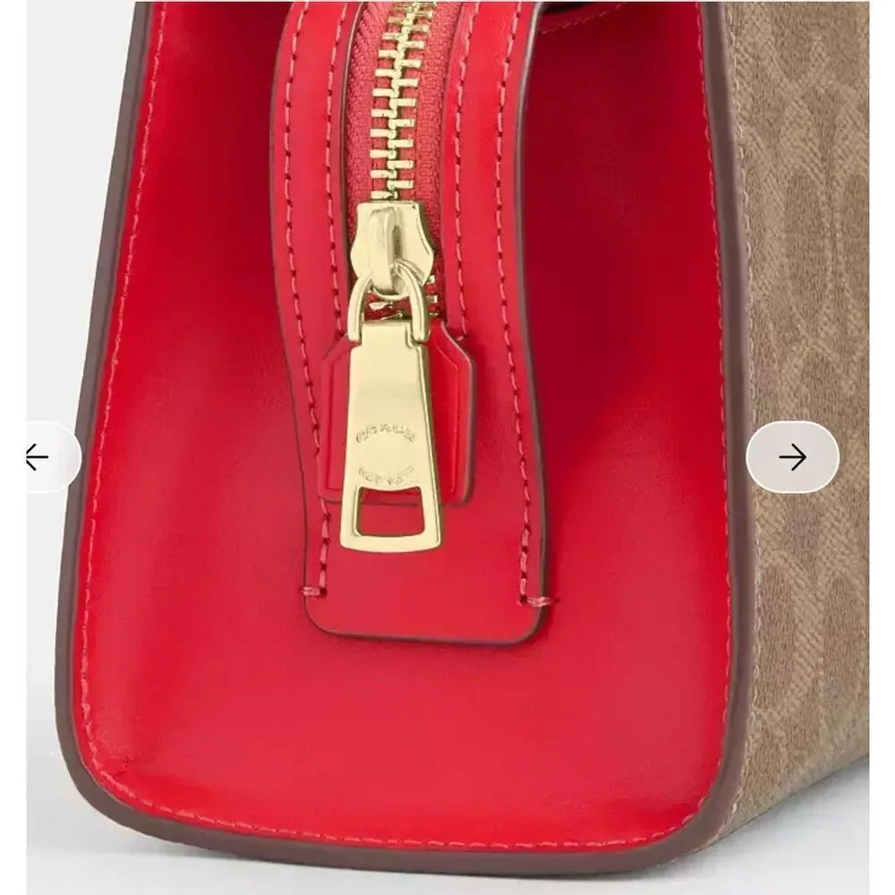 🔥🎁NWT! Coach Gia Crossbody Bag In Sig Canvas Tan/Carnation CCK77 Msrp: $298.00
